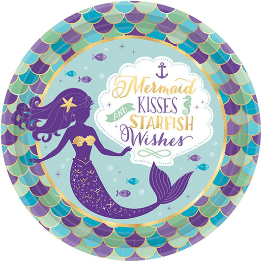 Amscan 8 Paper Plates 23cm Mermaid Wishes