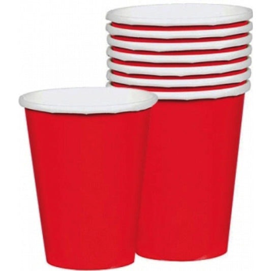 8 cardboard cups, red