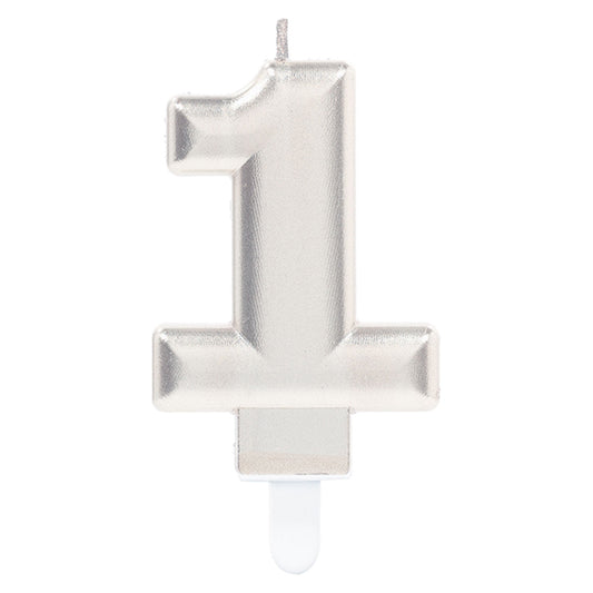 Amscan number candle 1 silver