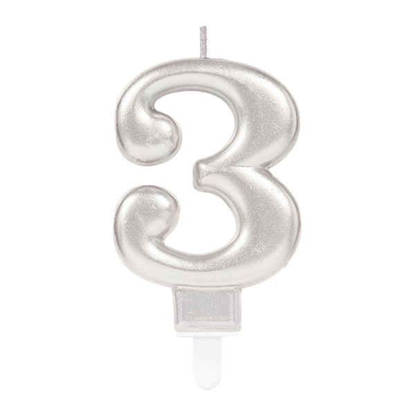 Amscan number candle 3 silver