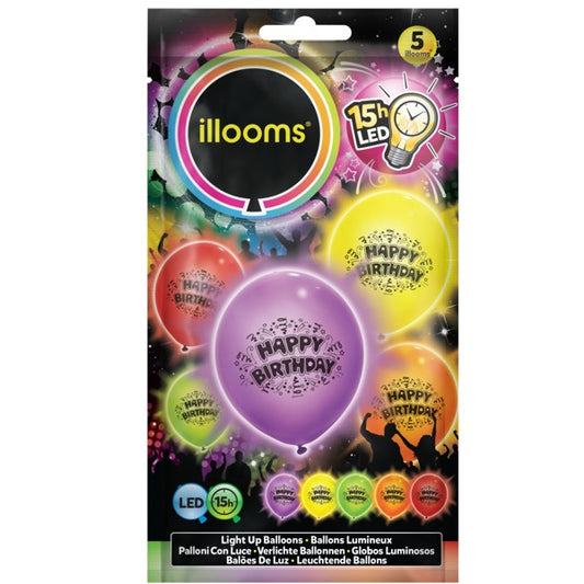Différentes marques 5 ballons LED Happy Birthday