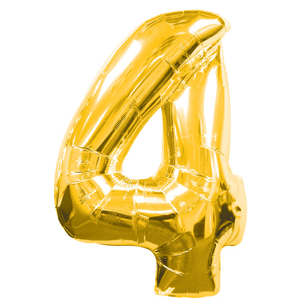 Foil balloon number 4, gold