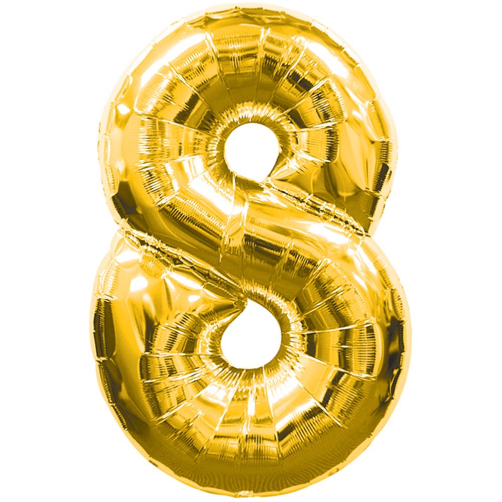 Foil balloon number 8, gold