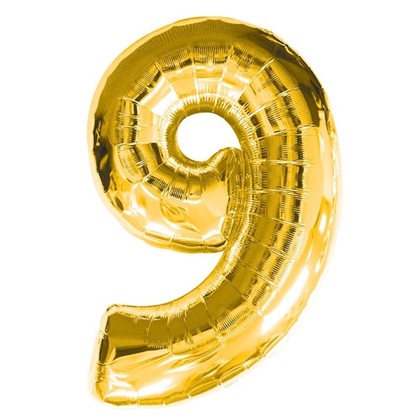 Foil balloon number 9, gold