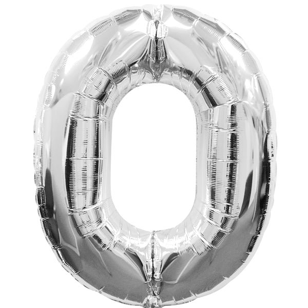 Foil balloon number 0, silver