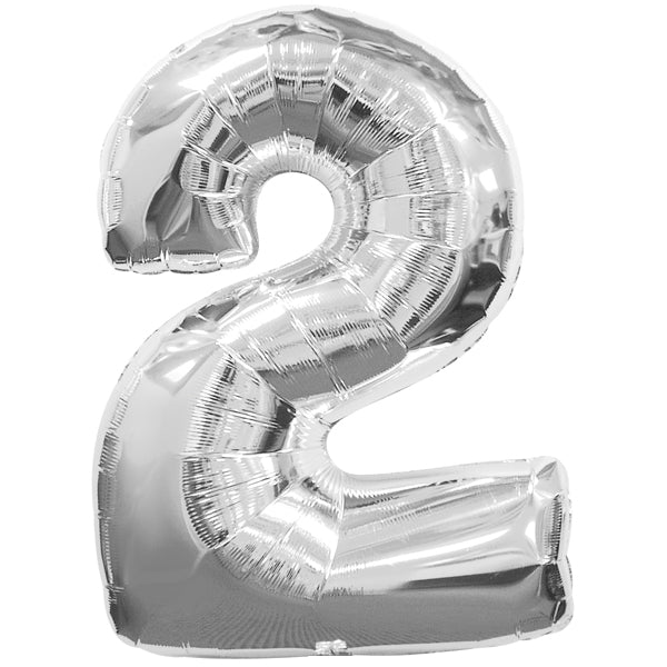 Foil balloon number 2, silver