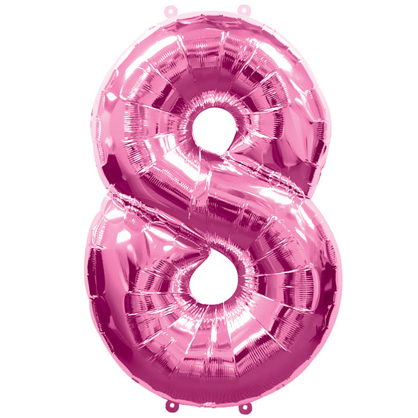 Ballon aluminium numéro 8, rose