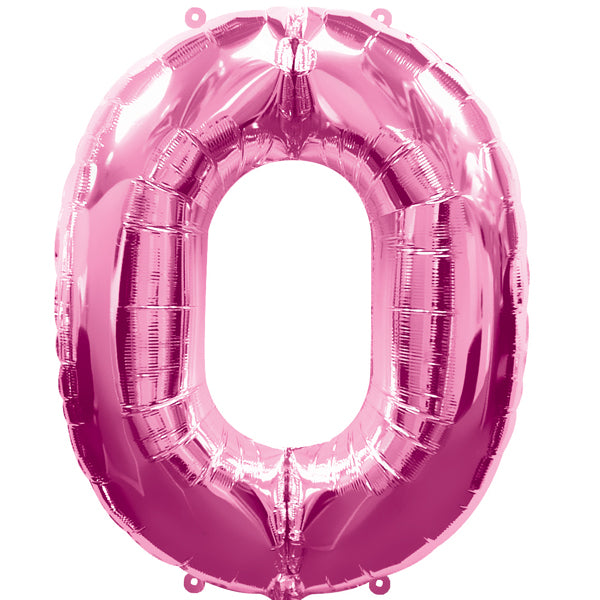 Foil balloon number 0, pink