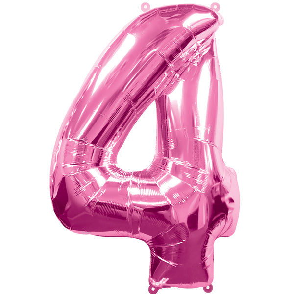 Foil balloon number 4, pink