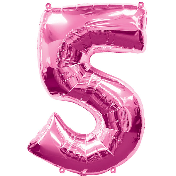 Foil balloon number 5, pink