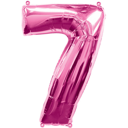 Ballon aluminium numéro 7, rose