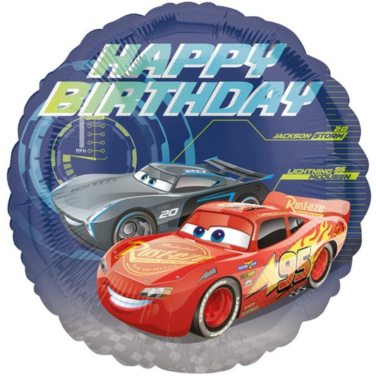 Cars foil balloon, Happy Bday, 43 cm