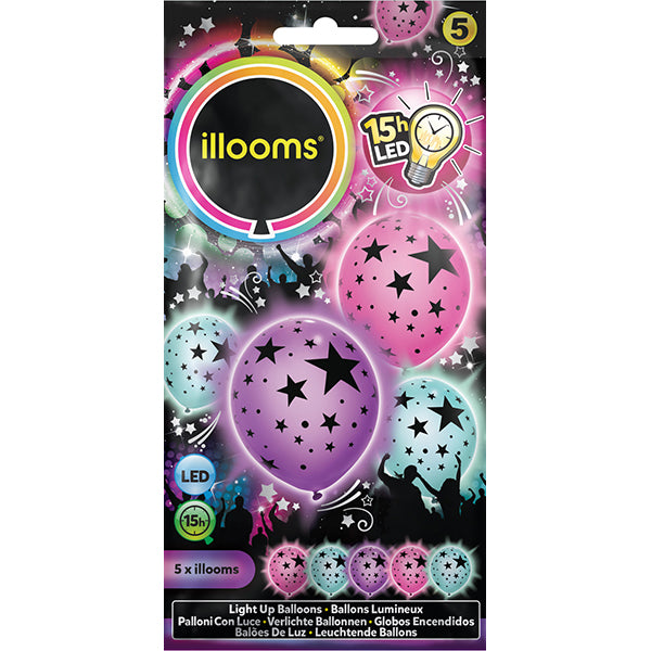 Various brands 5 LED balloons, assorted