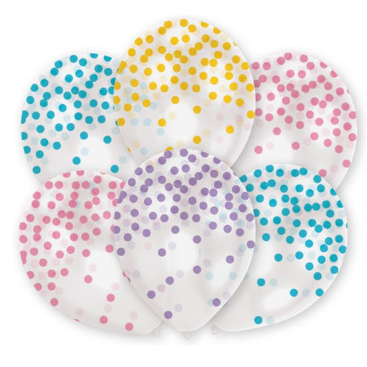 Amscan 6 Ballone Konfetti - Pastell, assortiert