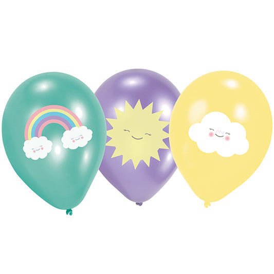 Amscan 6 Ballone Rainbow & Cloud 28cm