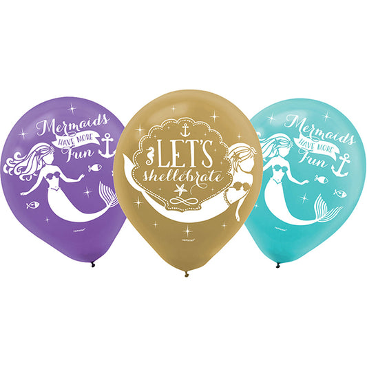 Amscan 6 Balloons Mermaid Wishes 27.5cm