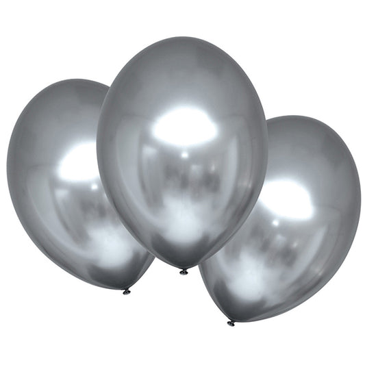 Amscan 6 Latex Balloons Satin Luxe Platinum 27.5cm