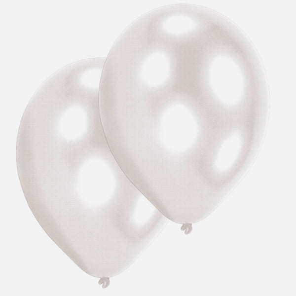 10 ballons blancs, 27,5 cm