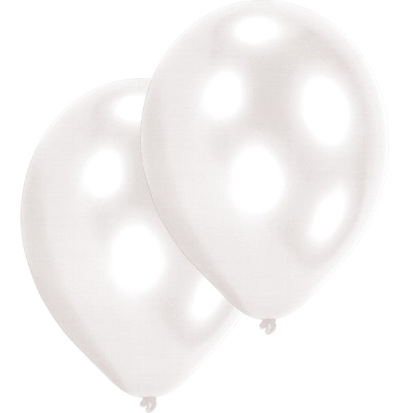 Amscan 10 Ballone Perlmutt, weiss