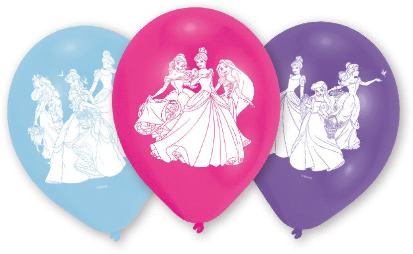 Princess 6 balloons, assorted