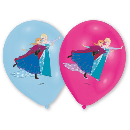 La Reine des Neiges 6 ballons colorés La Reine des Neiges, 28 cm
