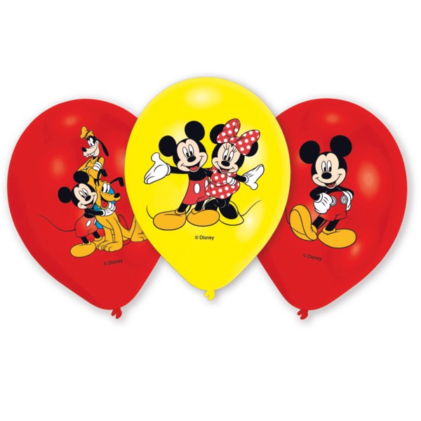 Amscan 6 balloons Mickey Mouse, colored