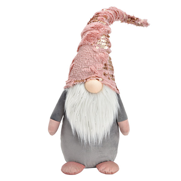 Sombo gnome made of textile, pink/grey, 23 x 60 x 16 cm