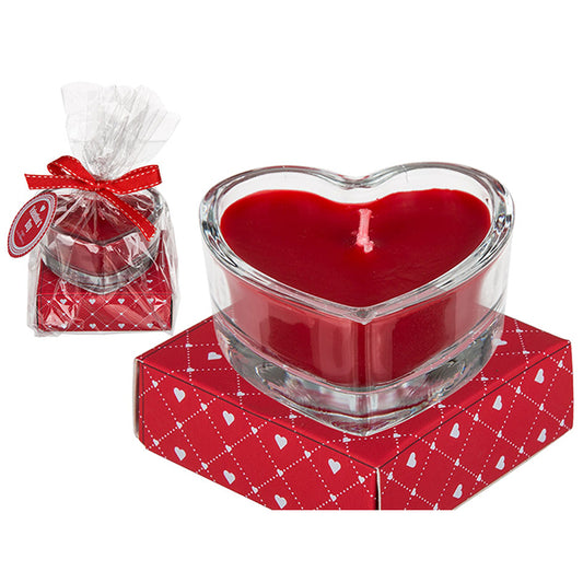 Sombo Red scented candle (rose) in glass, 8 x 8 cm