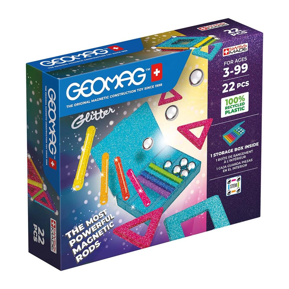 Geomag Panels GREEN line GLITTER 22 Teile