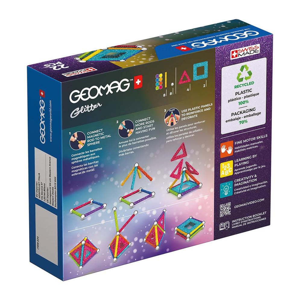 Geomag Panels GREEN line GLITTER 22 Teile