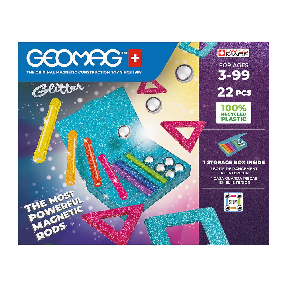 Geomag Panels GREEN line GLITTER 22 Teile