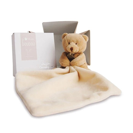 Doudou ours avec doudou, naturel 10cm