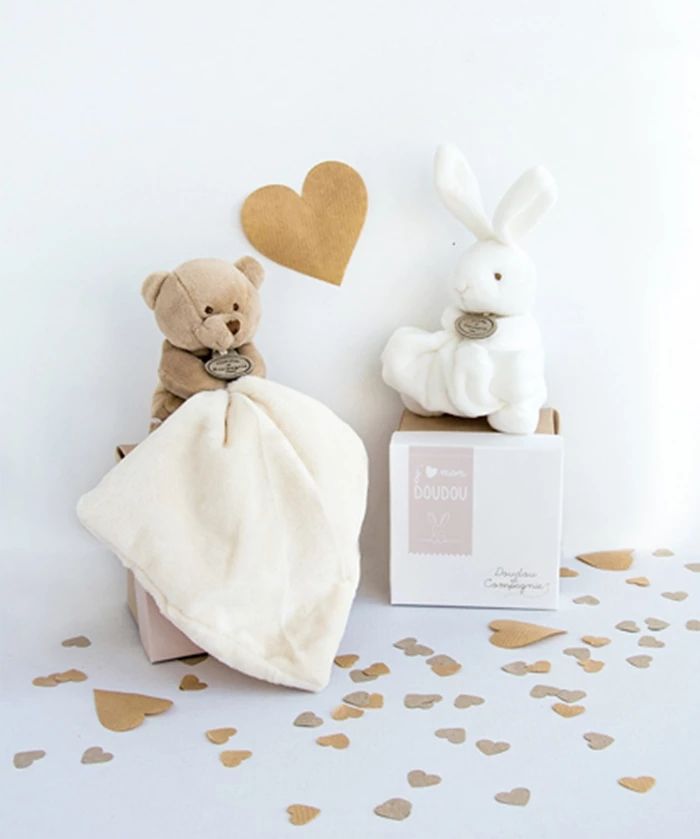 Doudou ours avec doudou, naturel 10cm