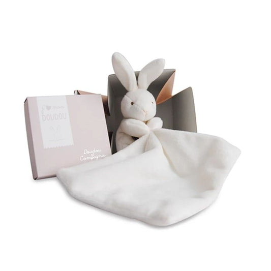 Doudou rabbit with comforter, natural 10cm