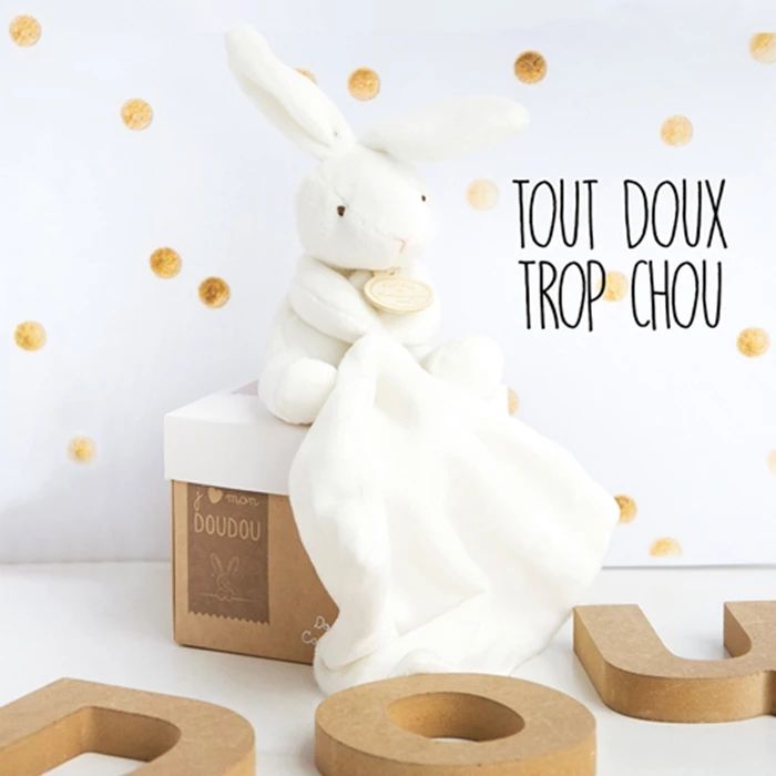 Doudou lapin avec doudou, naturel 10cm