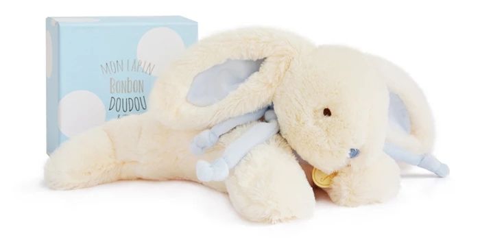 Doudou bonbon lapin, bleu 30cm