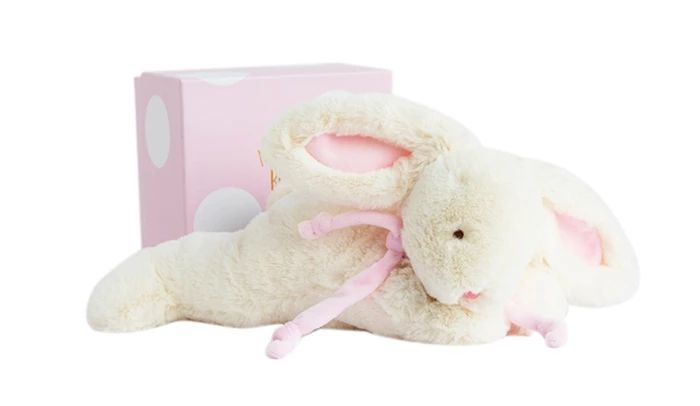 Doudou bonbon lapin, rose 30cm