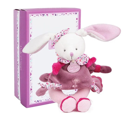 Doudou hochet lapin cerise 19cm