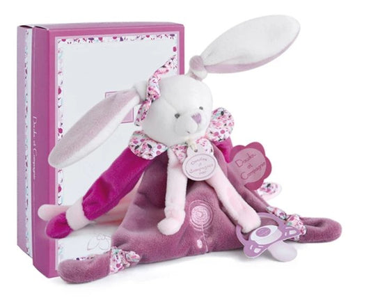 Doudou Cherry Rabbit with pacifier holder 17cm