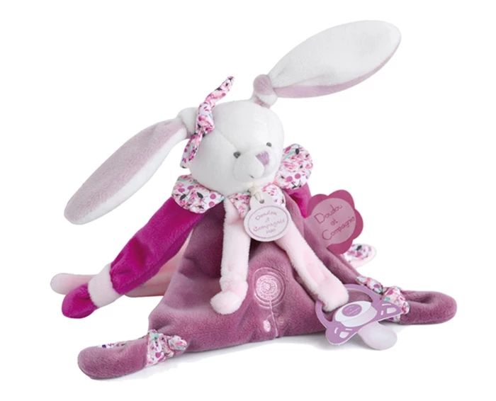 Doudou Kirsche Hase mit Schnullerhalter 17cm