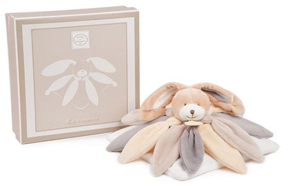 Doudou doudou lapin fleur, taupe 28cm