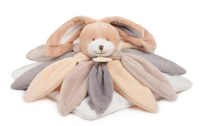 Doudou doudou lapin fleur, taupe 28cm