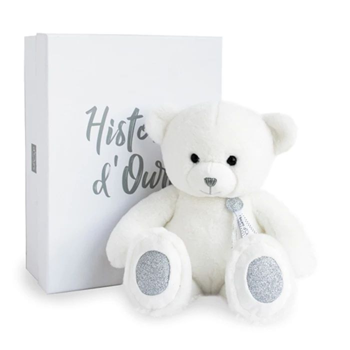 Doudou porte-bonheur ours, blanc 40cm