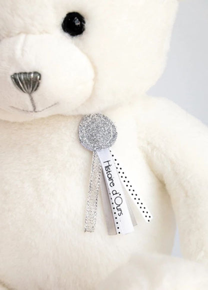 Doudou porte-bonheur ours, blanc 40cm