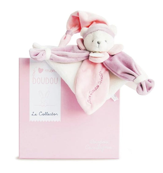 Doudou cuddly blanket bear, pink 24cm