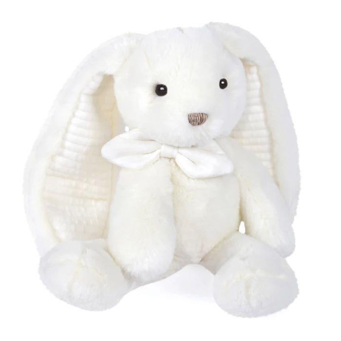 Doudou Preppy Chic lapin, blanc 30cm