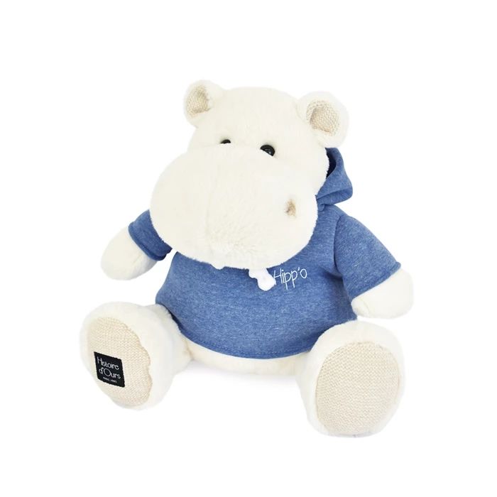 Doudou Hippo, weiss mit Sweatshirt 45cm