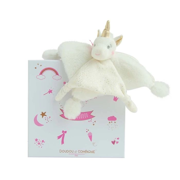 Doudou cuddly blanket unicorn, gold 22cm