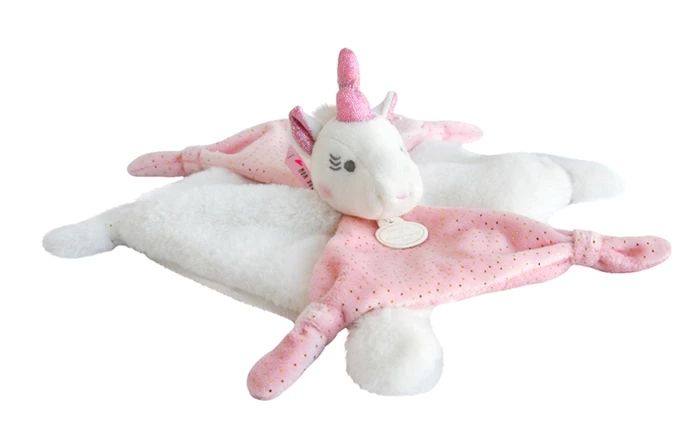 Doudou cuddly blanket unicorn, pink 22cm