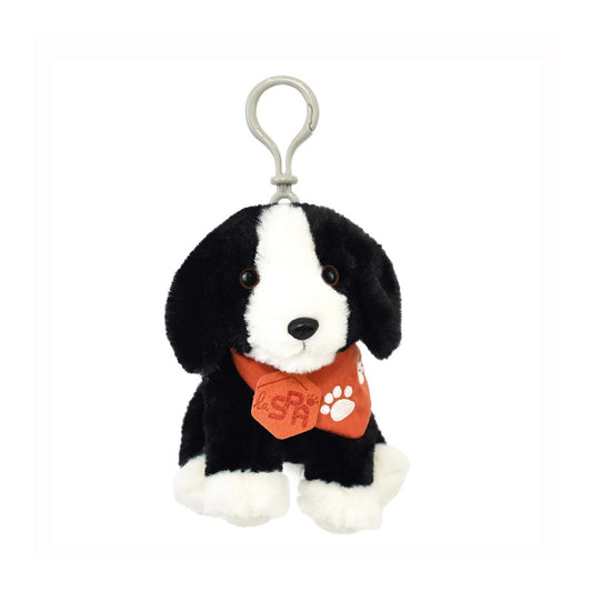 Schlüsselanhänger Hund schwarz-weiss, 13cm